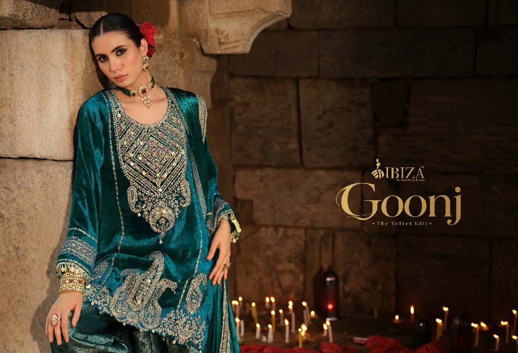 IBIZA GOONJ WHOLESALE VISCOSE VELVET WINTER SPECIAL UNSTITCH SALWAR SUITS EXPORTER