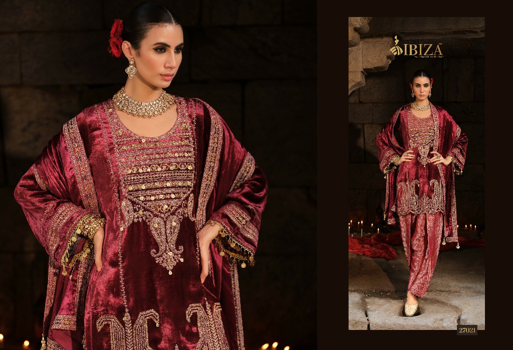 IBIZA GOONJ WHOLESALE VISCOSE VELVET WINTER SPECIAL UNSTITCH SALWAR SUITS EXPORTER