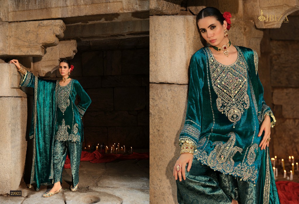 IBIZA GOONJ WHOLESALE VISCOSE VELVET WINTER SPECIAL UNSTITCH SALWAR SUITS EXPORTER