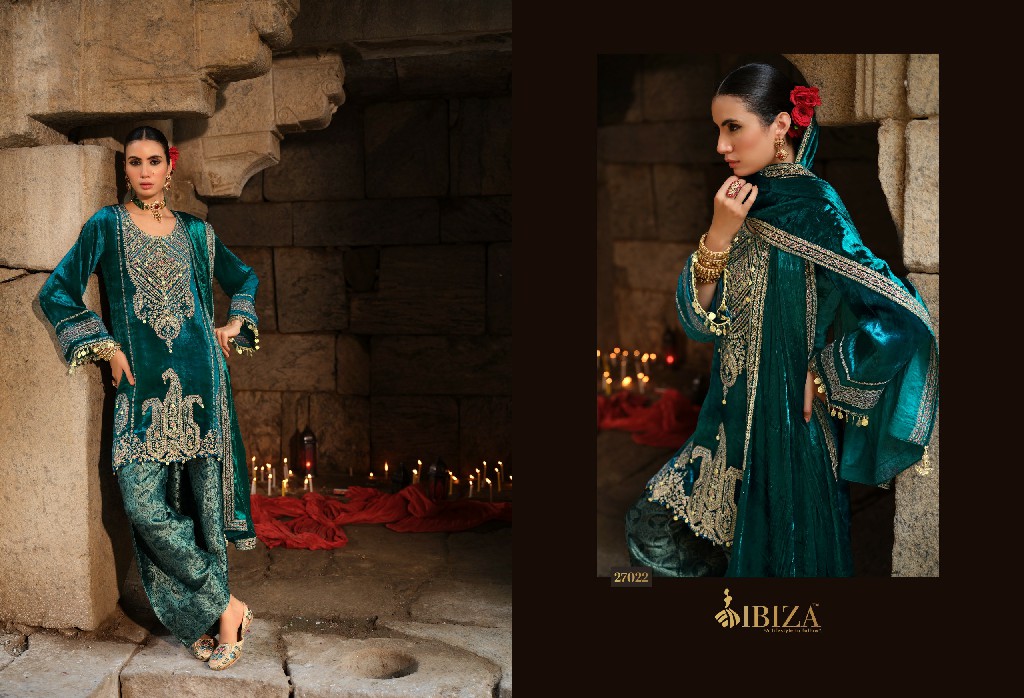 IBIZA GOONJ WHOLESALE VISCOSE VELVET WINTER SPECIAL UNSTITCH SALWAR SUITS EXPORTER