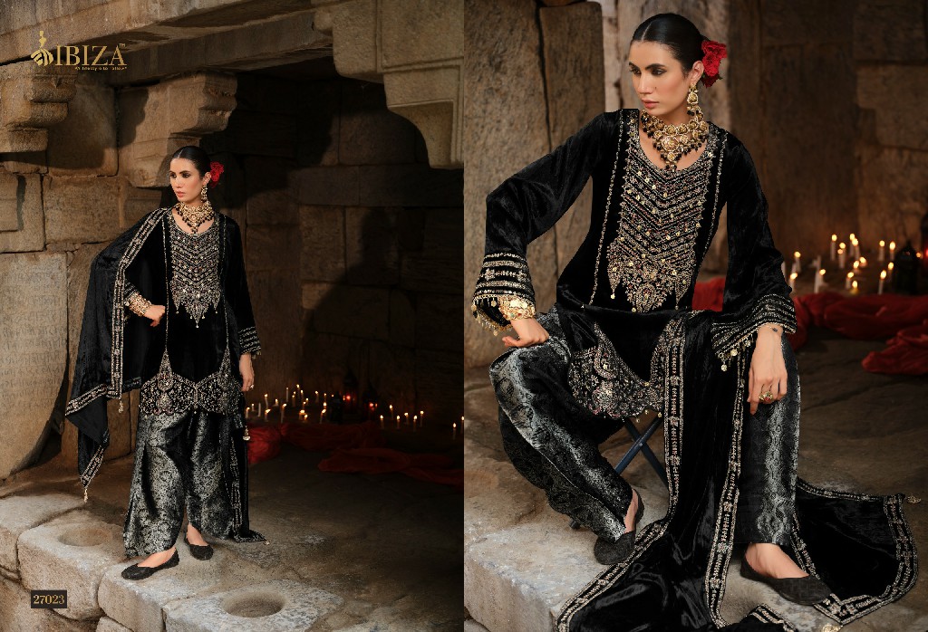 IBIZA GOONJ WHOLESALE VISCOSE VELVET WINTER SPECIAL UNSTITCH SALWAR SUITS EXPORTER