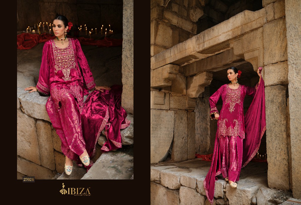 IBIZA GOONJ WHOLESALE VISCOSE VELVET WINTER SPECIAL UNSTITCH SALWAR SUITS EXPORTER