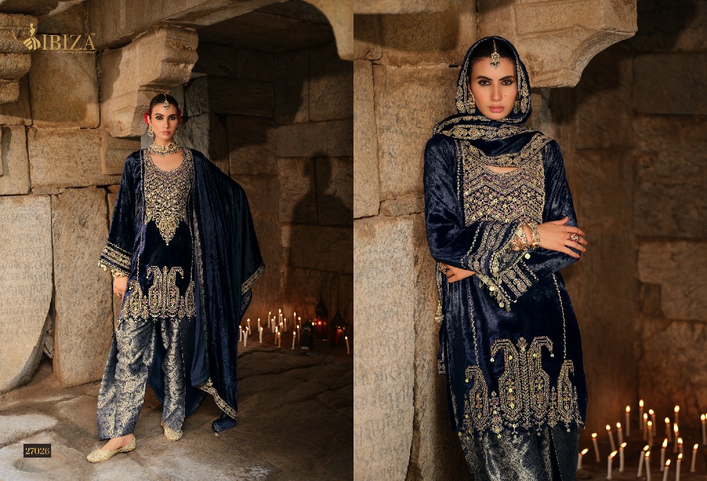 IBIZA GOONJ WHOLESALE VISCOSE VELVET WINTER SPECIAL UNSTITCH SALWAR SUITS EXPORTER