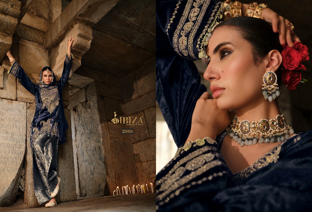 IBIZA GOONJ WHOLESALE VISCOSE VELVET WINTER SPECIAL UNSTITCH SALWAR SUITS EXPORTER