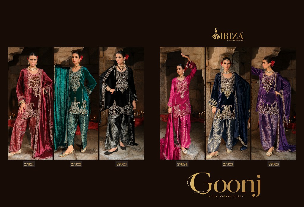 IBIZA GOONJ WHOLESALE VISCOSE VELVET WINTER SPECIAL UNSTITCH SALWAR SUITS EXPORTER