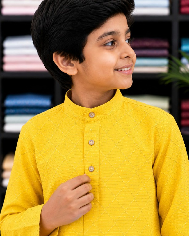 VENMER PRESENT EADYMADE SILK CROSSED WORK KURTA PYJAMA FOR KIDS ONLINE