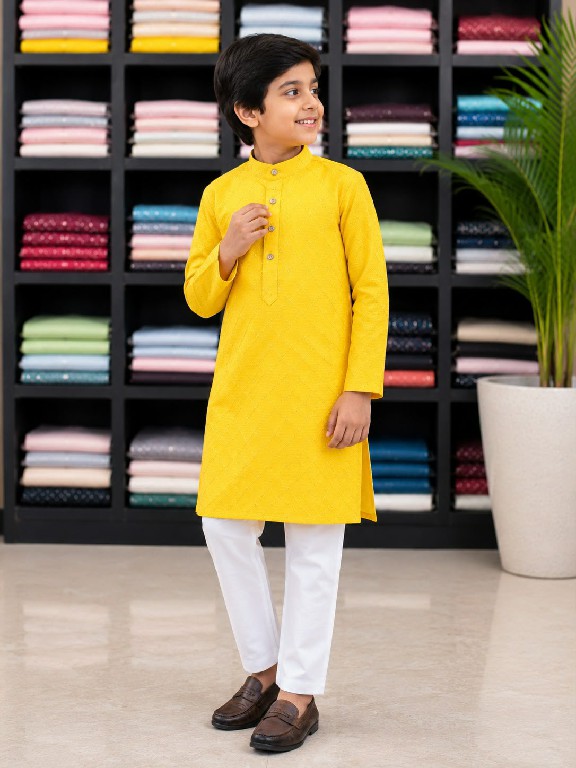 VENMER PRESENT EADYMADE SILK CROSSED WORK KURTA PYJAMA FOR KIDS ONLINE