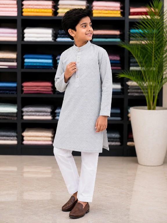 VENMER PRESENT EADYMADE SILK CROSSED WORK KURTA PYJAMA FOR KIDS ONLINE