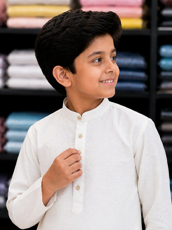 VENMER PRESENT EADYMADE SILK CROSSED WORK KURTA PYJAMA FOR KIDS ONLINE