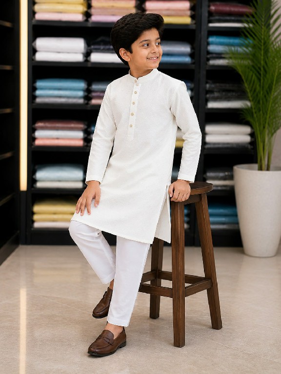 VENMER PRESENT EADYMADE SILK CROSSED WORK KURTA PYJAMA FOR KIDS ONLINE