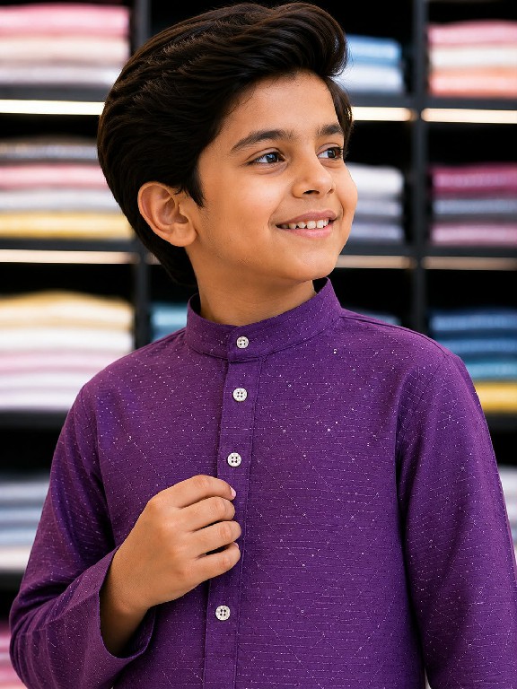 VENMER PRESENT EADYMADE SILK CROSSED WORK KURTA PYJAMA FOR KIDS ONLINE