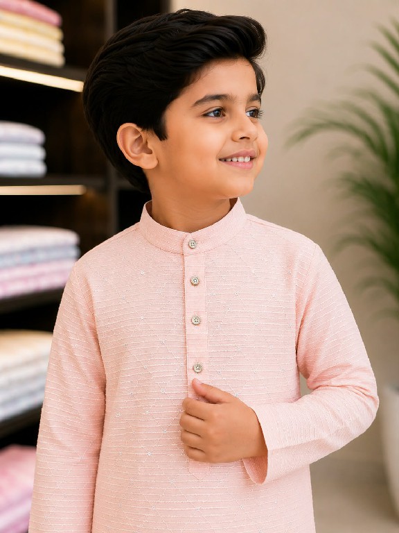 VENMER PRESENT EADYMADE SILK CROSSED WORK KURTA PYJAMA FOR KIDS ONLINE