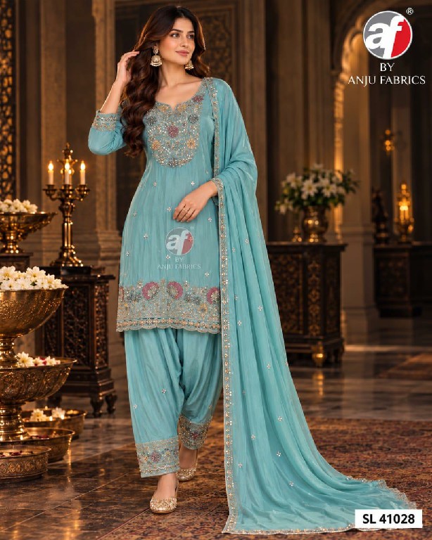 ANJU FAB D.NO SL 41028 TO 41030 WHOLESALE READYMADE HO SILK ATTRACTIVE FARSHI SALWAR STYLE 3 PCS COMBO SET SUITS FOR EXPORT