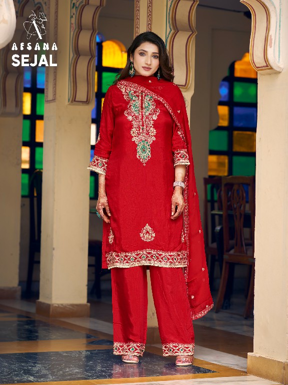 AFSANA SEJAL WHOLESALE READYMADE PREMIUM RUSSIAN ELEGANT LOOK 3 PCS COMBO SET SUITS SUPPLIER