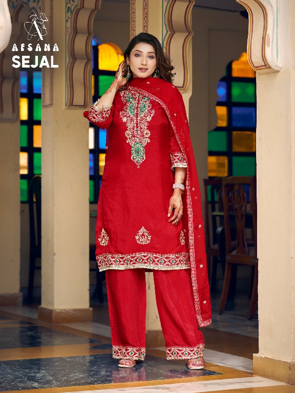 AFSANA SEJAL WHOLESALE READYMADE PREMIUM RUSSIAN ELEGANT LOOK 3 PCS COMBO SET SUITS SUPPLIER