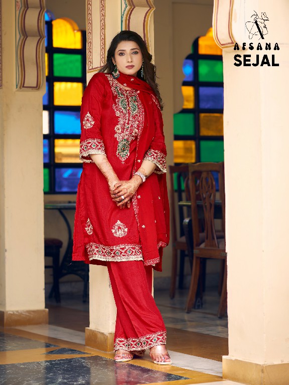 AFSANA SEJAL WHOLESALE READYMADE PREMIUM RUSSIAN ELEGANT LOOK 3 PCS COMBO SET SUITS SUPPLIER