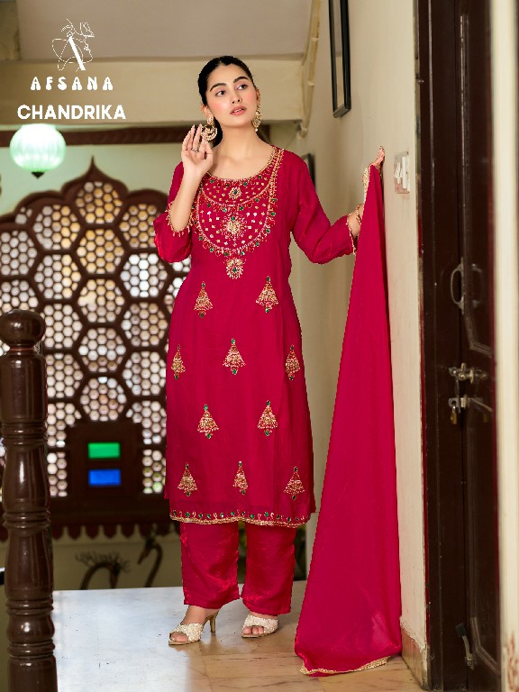 AFSANA CHANDRIKA WHOLESALE READYMADE FANDY SATIN PRETTY LOOK 3 PCS COMBO SET SUITS FOR EXPORT