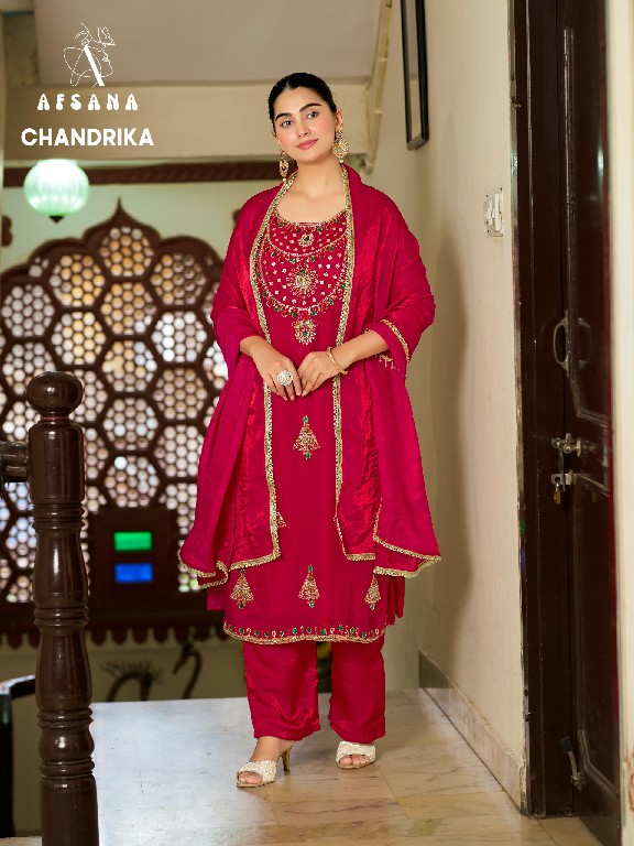 AFSANA CHANDRIKA WHOLESALE READYMADE FANDY SATIN PRETTY LOOK 3 PCS COMBO SET SUITS FOR EXPORT