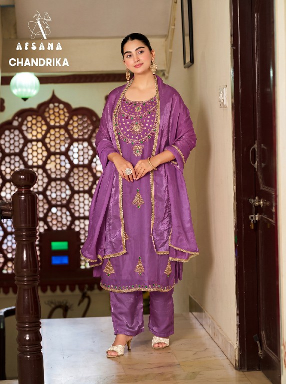 AFSANA CHANDRIKA WHOLESALE READYMADE FANDY SATIN PRETTY LOOK 3 PCS COMBO SET SUITS FOR EXPORT