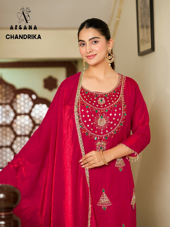 AFSANA CHANDRIKA WHOLESALE READYMADE FANDY SATIN PRETTY LOOK 3 PCS COMBO SET SUITS FOR EXPORT