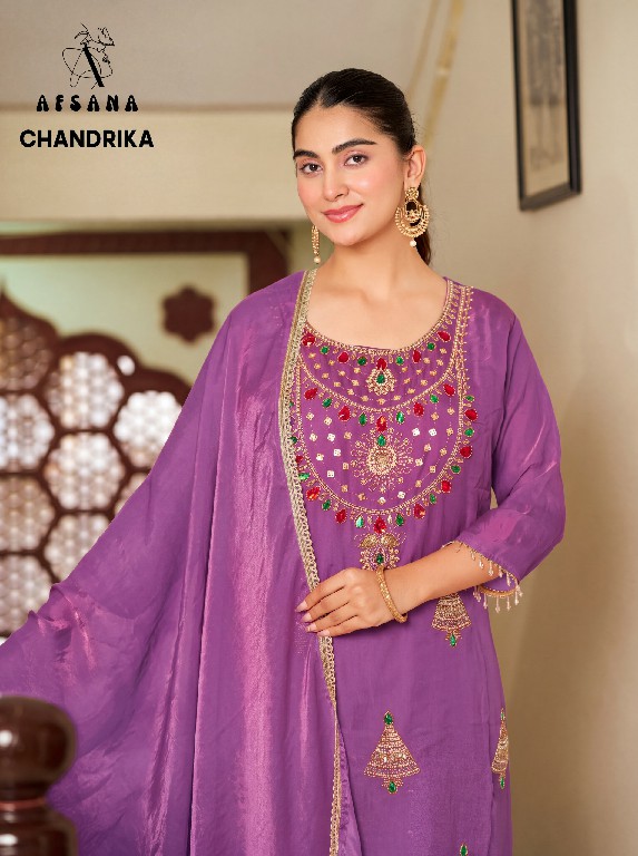 AFSANA CHANDRIKA WHOLESALE READYMADE FANDY SATIN PRETTY LOOK 3 PCS COMBO SET SUITS FOR EXPORT