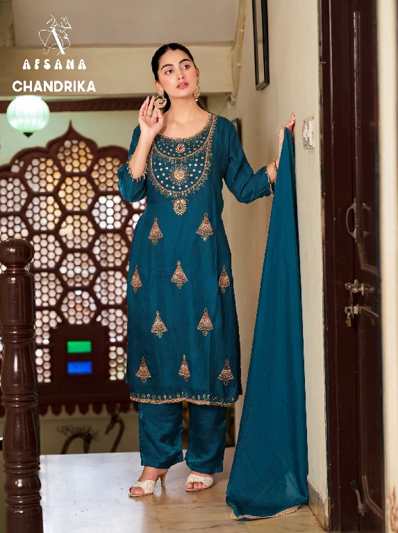 AFSANA CHANDRIKA WHOLESALE READYMADE FANDY SATIN PRETTY LOOK 3 PCS COMBO SET SUITS FOR EXPORT