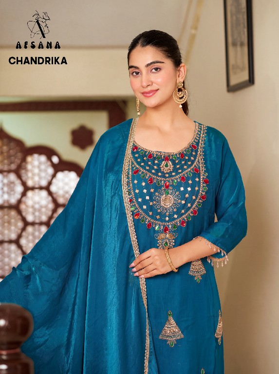 AFSANA CHANDRIKA WHOLESALE READYMADE FANDY SATIN PRETTY LOOK 3 PCS COMBO SET SUITS FOR EXPORT