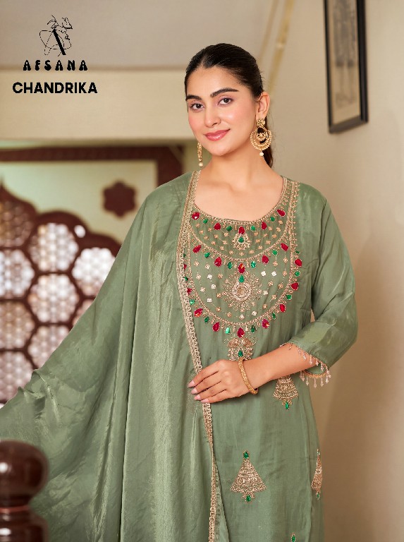 AFSANA CHANDRIKA WHOLESALE READYMADE FANDY SATIN PRETTY LOOK 3 PCS COMBO SET SUITS FOR EXPORT