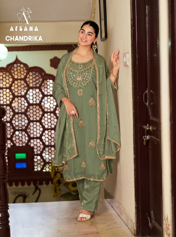 AFSANA CHANDRIKA WHOLESALE READYMADE FANDY SATIN PRETTY LOOK 3 PCS COMBO SET SUITS FOR EXPORT