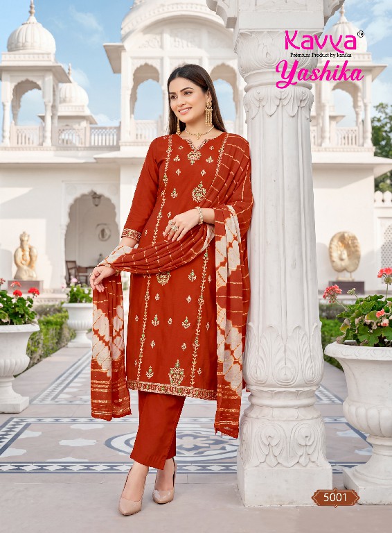 KAVYA YASHIKA VOL 5 WHOLESALE HEAVY VATICAN BEST DESIGN FULL STITCHED 3 PCS SUITS EXPORTER