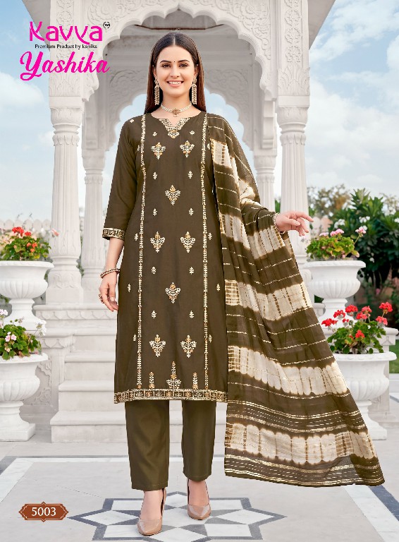 KAVYA YASHIKA VOL 5 WHOLESALE HEAVY VATICAN BEST DESIGN FULL STITCHED 3 PCS SUITS EXPORTER
