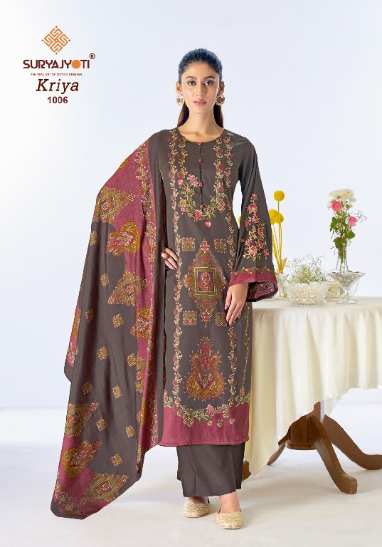 SURYAJYOTI KRIYA VOL 1 WHOLESALE HEAVY JAAM SATIN FANCY DESIGN UNSTITCH SALWAR SUITS FOR EXPORT