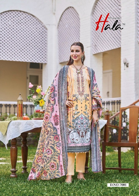 HALA AAYAT VOL 7 WHOLESALE SOFT COTTON HEAVY EMBROIDERY WORK UNSTITCH SALWAR SUITS SUPPLIER