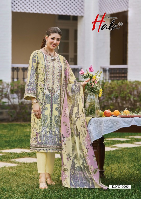 HALA AAYAT VOL 7 WHOLESALE SOFT COTTON HEAVY EMBROIDERY WORK UNSTITCH SALWAR SUITS SUPPLIER