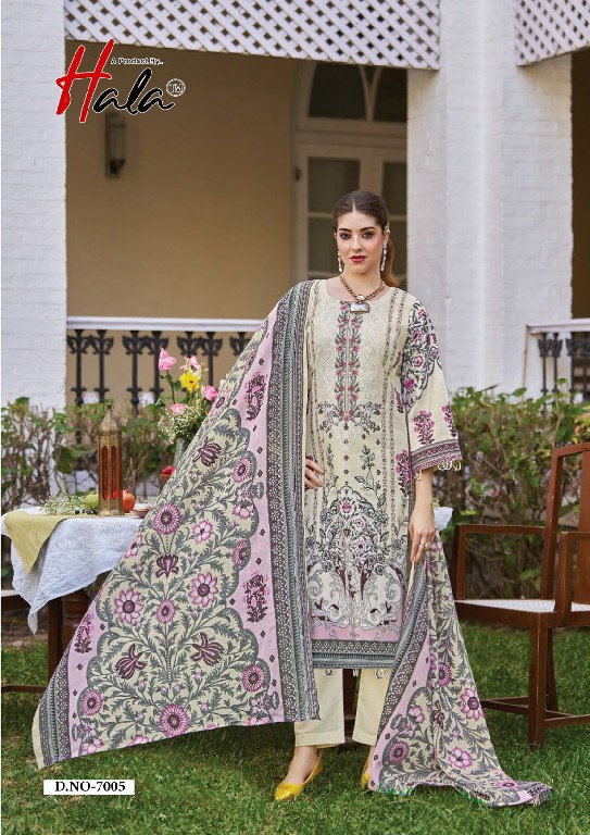 HALA AAYAT VOL 7 WHOLESALE SOFT COTTON HEAVY EMBROIDERY WORK UNSTITCH SALWAR SUITS SUPPLIER
