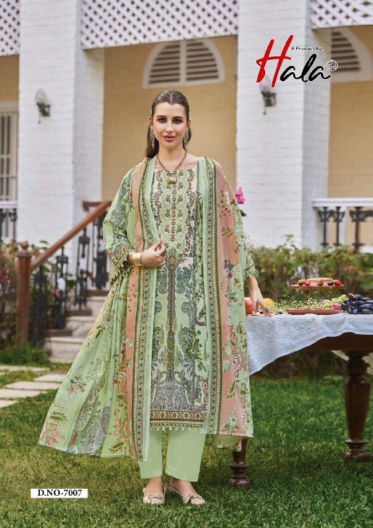HALA AAYAT VOL 7 WHOLESALE SOFT COTTON HEAVY EMBROIDERY WORK UNSTITCH SALWAR SUITS SUPPLIER