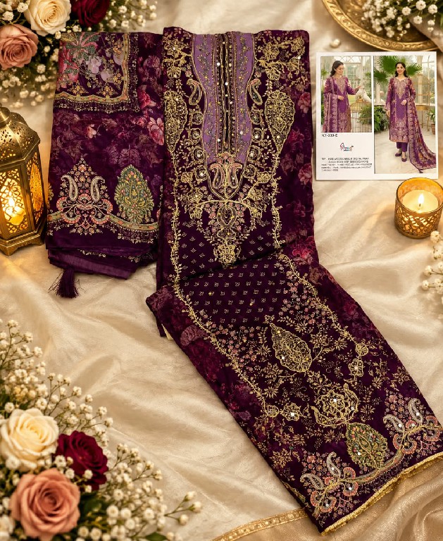 SHREE FABS D.NO KT-339D TO 339F WHOLESALE VISCOSE MUSLIN AMAZING UNSTITCH SALWAR SUITS EXPORTER