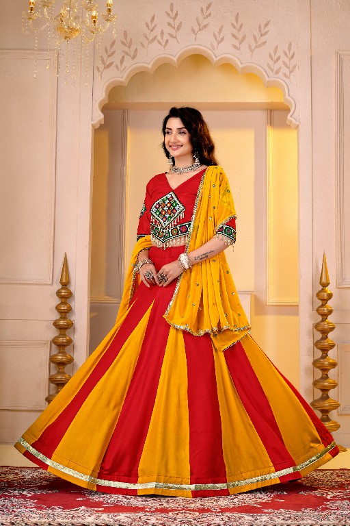 TEXTILEDEAL D.NO KD-19 WHOLESALE PURE COTTON FULLY STITCHED ELEGANCE NAVRATRI LEHENGA CHOLI FOR EXPORT