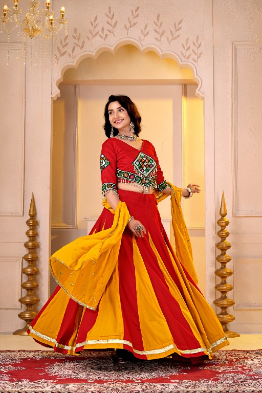 TEXTILEDEAL D.NO KD-19 WHOLESALE PURE COTTON FULLY STITCHED ELEGANCE NAVRATRI LEHENGA CHOLI FOR EXPORT