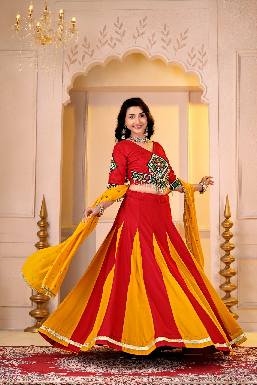 TEXTILEDEAL D.NO KD-19 WHOLESALE PURE COTTON FULLY STITCHED ELEGANCE NAVRATRI LEHENGA CHOLI FOR EXPORT