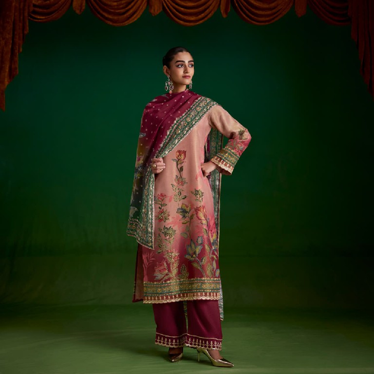 KIMORA SOHNI SUFI WHOLESALE PURE ZARI SILK DELICATE LOOK UNSTITCH SALWAR SUITS EXPORTER