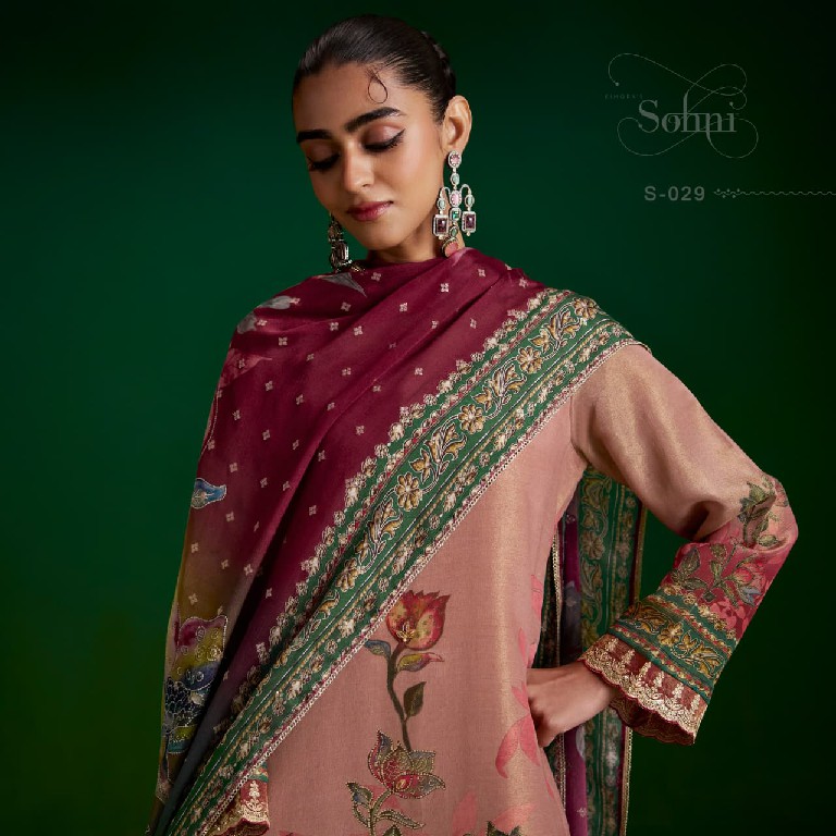 KIMORA SOHNI SUFI WHOLESALE PURE ZARI SILK DELICATE LOOK UNSTITCH SALWAR SUITS EXPORTER