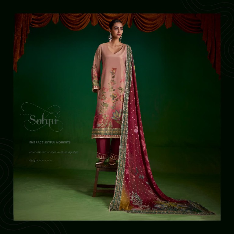 KIMORA SOHNI SUFI WHOLESALE PURE ZARI SILK DELICATE LOOK UNSTITCH SALWAR SUITS EXPORTER