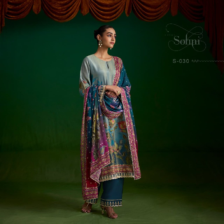 KIMORA SOHNI SUFI WHOLESALE PURE ZARI SILK DELICATE LOOK UNSTITCH SALWAR SUITS EXPORTER