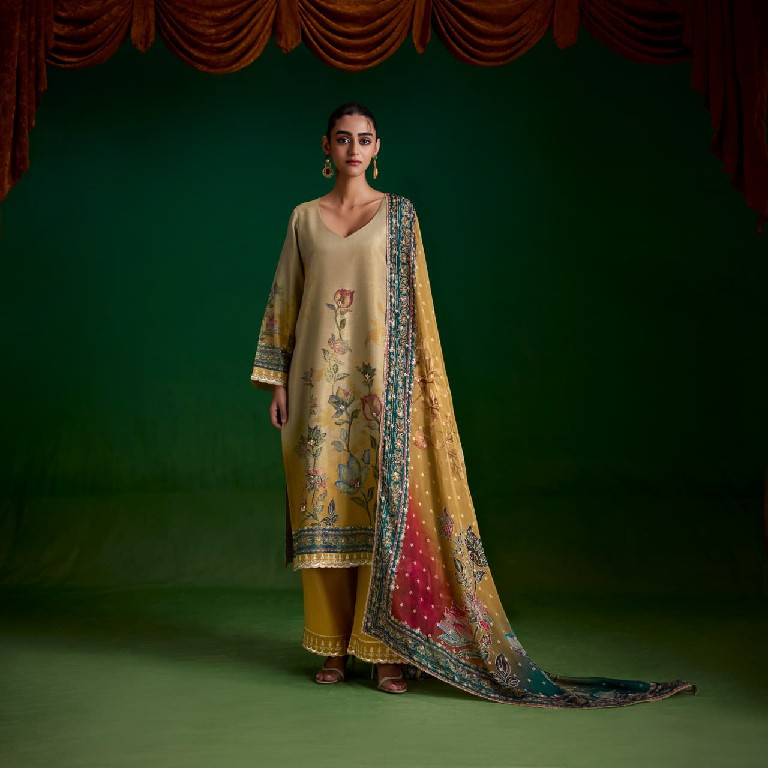 KIMORA SOHNI SUFI WHOLESALE PURE ZARI SILK DELICATE LOOK UNSTITCH SALWAR SUITS EXPORTER