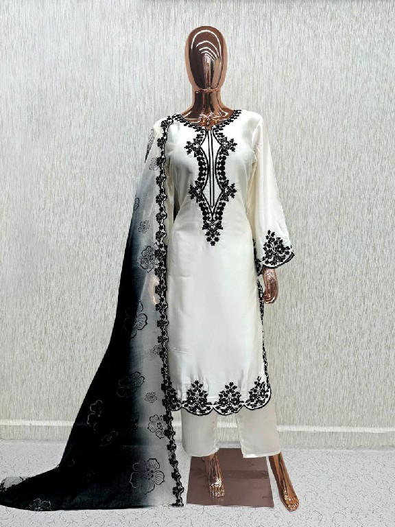 LAXURIA TRENDZ D.NO 1702 WHOLESALE READYMADE SATIN DESIGNER WEAR 3 PCS SUITS SUPPLIER