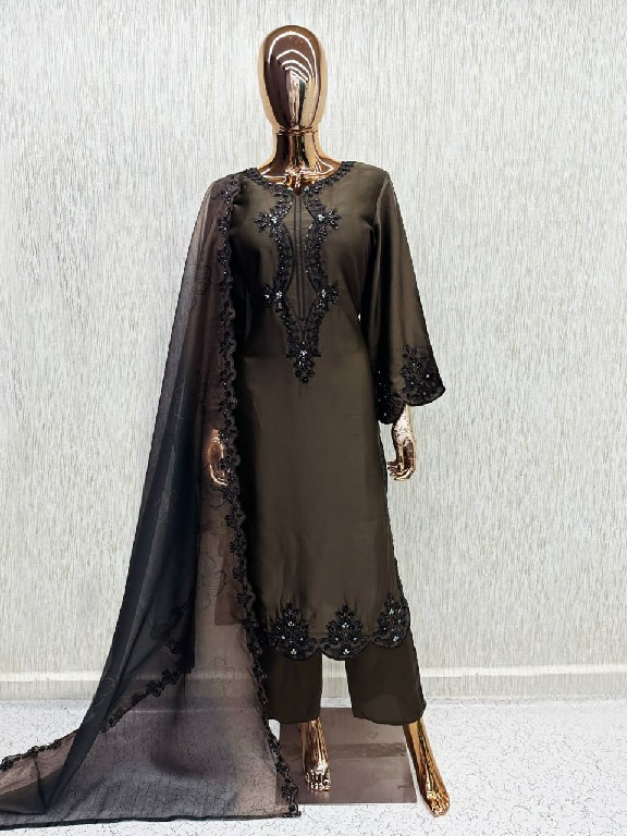 LAXURIA TRENDZ D.NO 1702 WHOLESALE READYMADE SATIN DESIGNER WEAR 3 PCS SUITS SUPPLIER