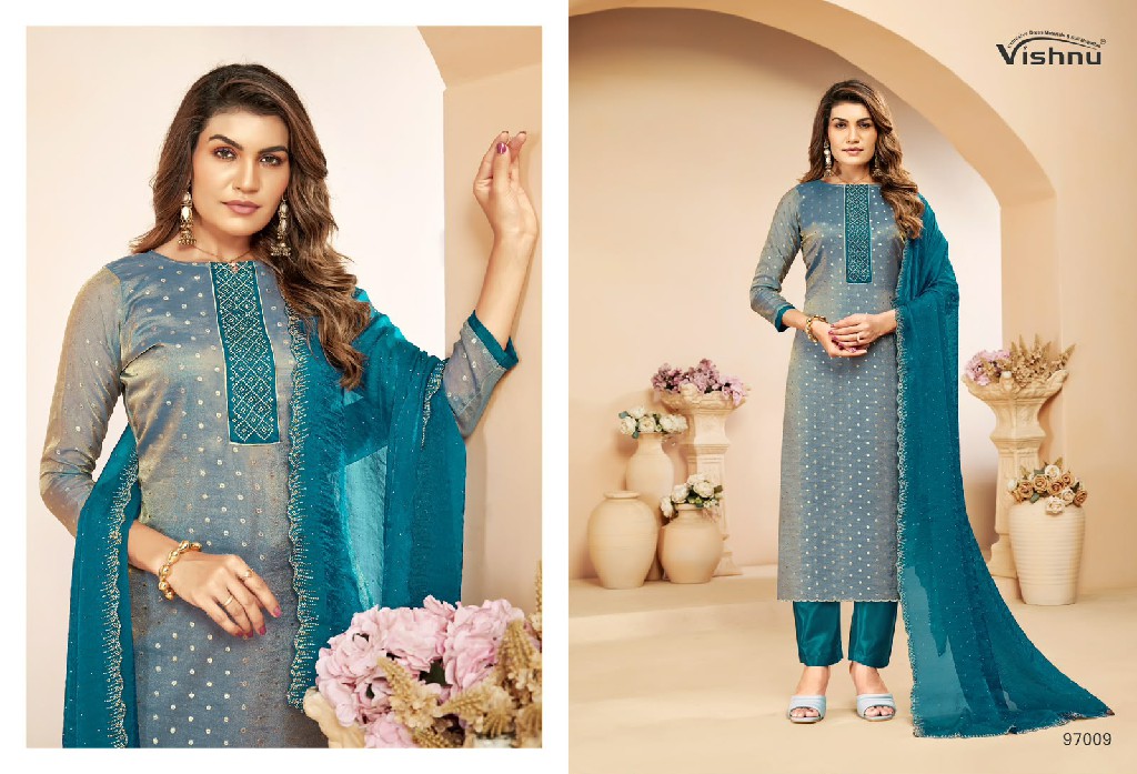 VISHNU TANAYA WHOLESALE NC MOSS BUTTI FASHIONABLE UNSTITCH SALWAR SUITS FOR EXPORT