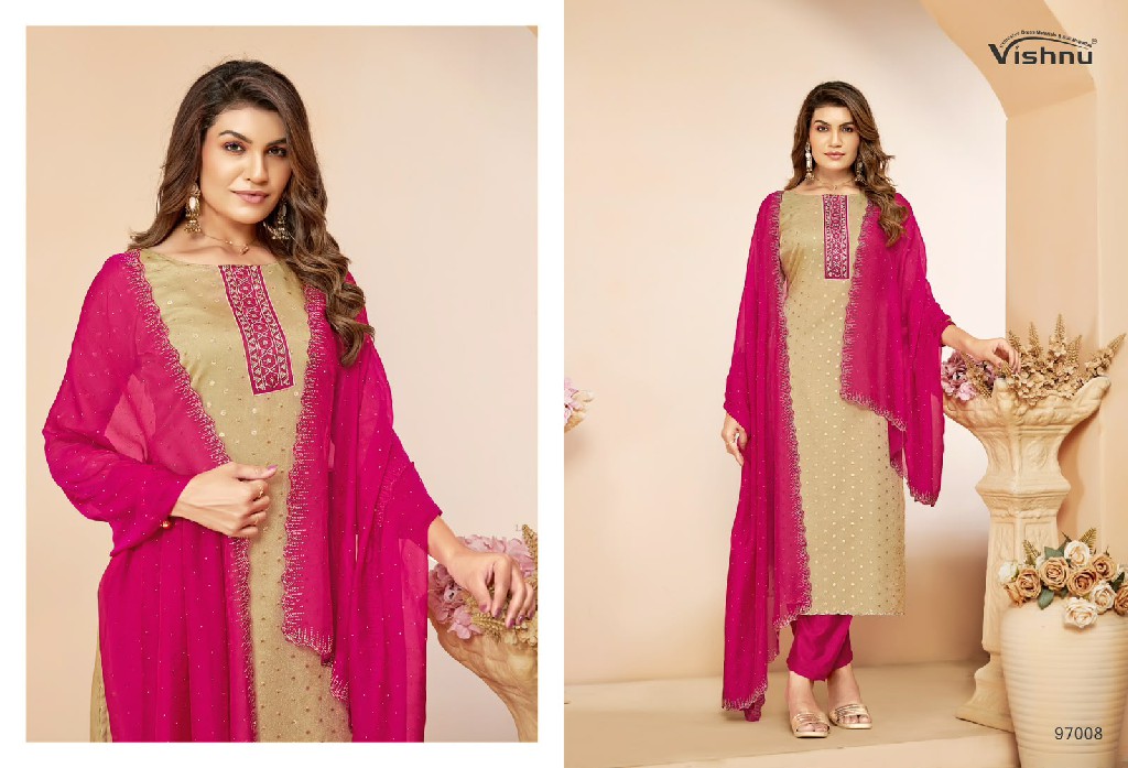 VISHNU TANAYA WHOLESALE NC MOSS BUTTI FASHIONABLE UNSTITCH SALWAR SUITS FOR EXPORT