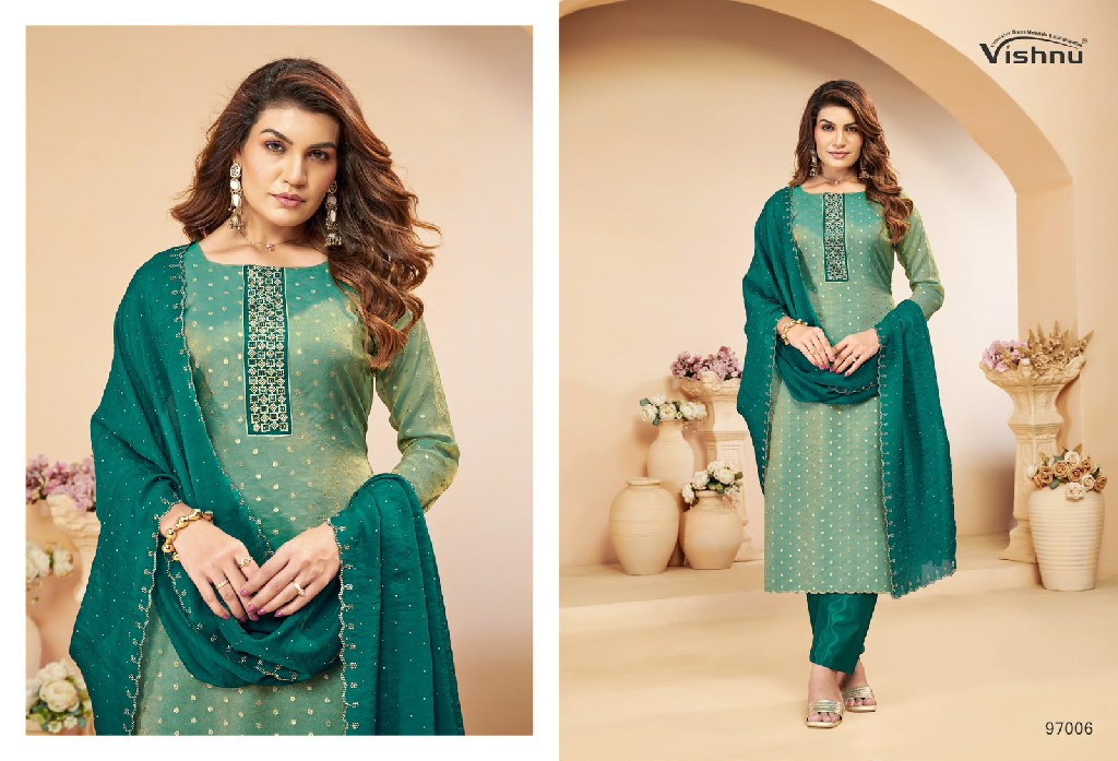 VISHNU TANAYA WHOLESALE NC MOSS BUTTI FASHIONABLE UNSTITCH SALWAR SUITS FOR EXPORT